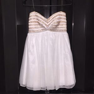 Gold / White Strapless Dress